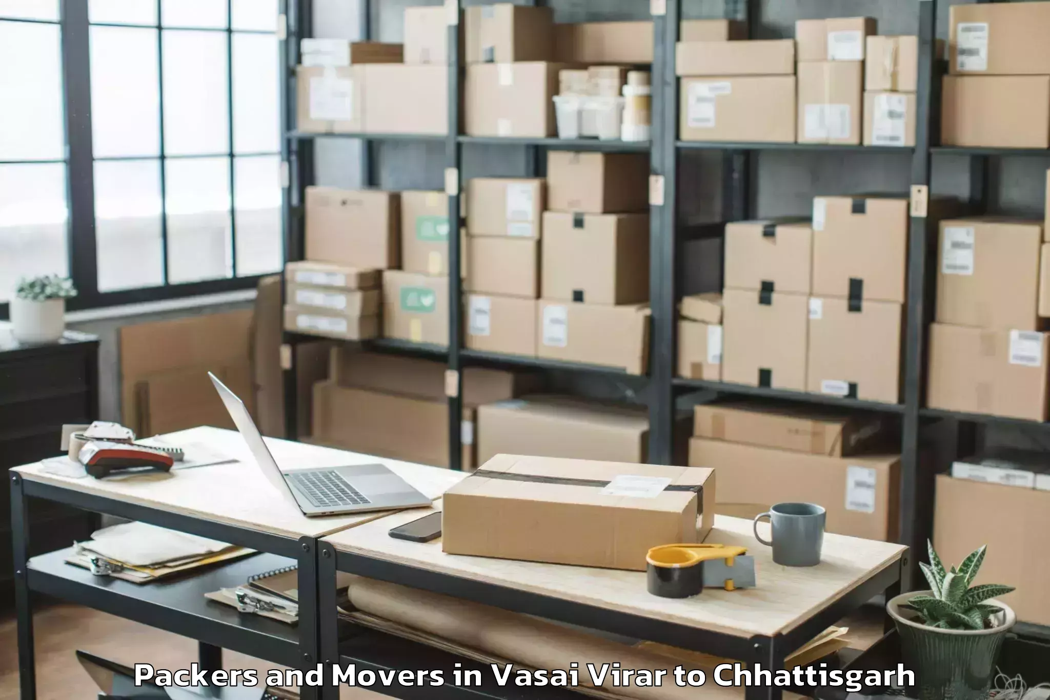 Easy Vasai Virar to Kawardha Packers And Movers Booking